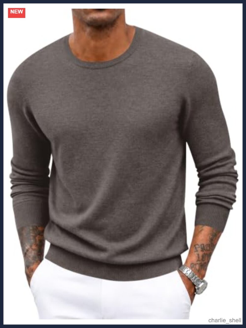Men's Wool Blend Crewneck Pullover Sweater Long Sleeve Knit